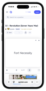 View of Quizlet on iPhone