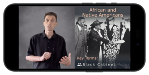 Screenshot of a video showing the lecturer and images on the right.